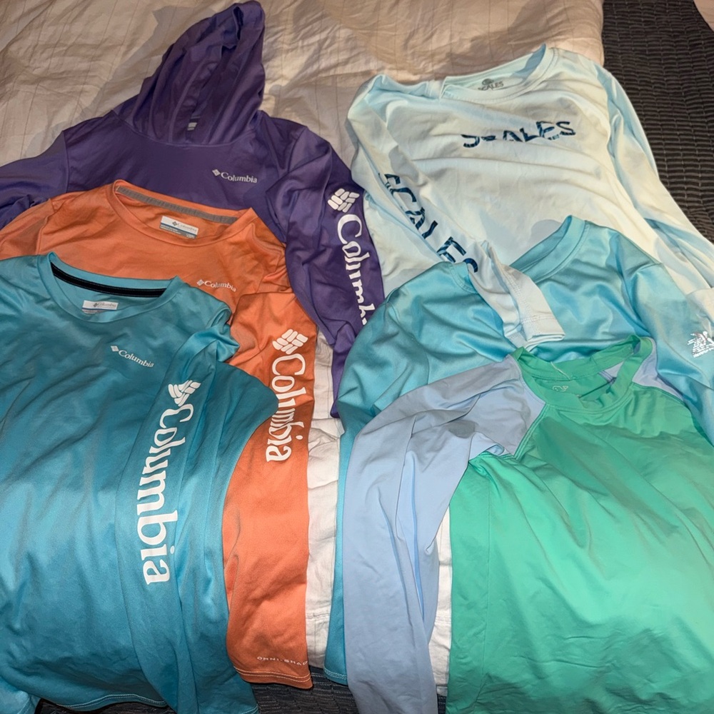 Lot of 6 Columbia Kids', Scales and assorted brands performance shirts
